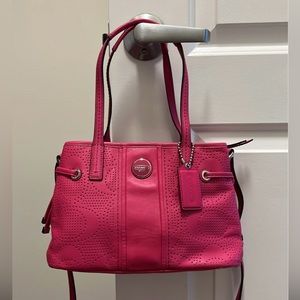 SOLD EUC Coach Signature Perforated Mini Carry all In Rare Pink